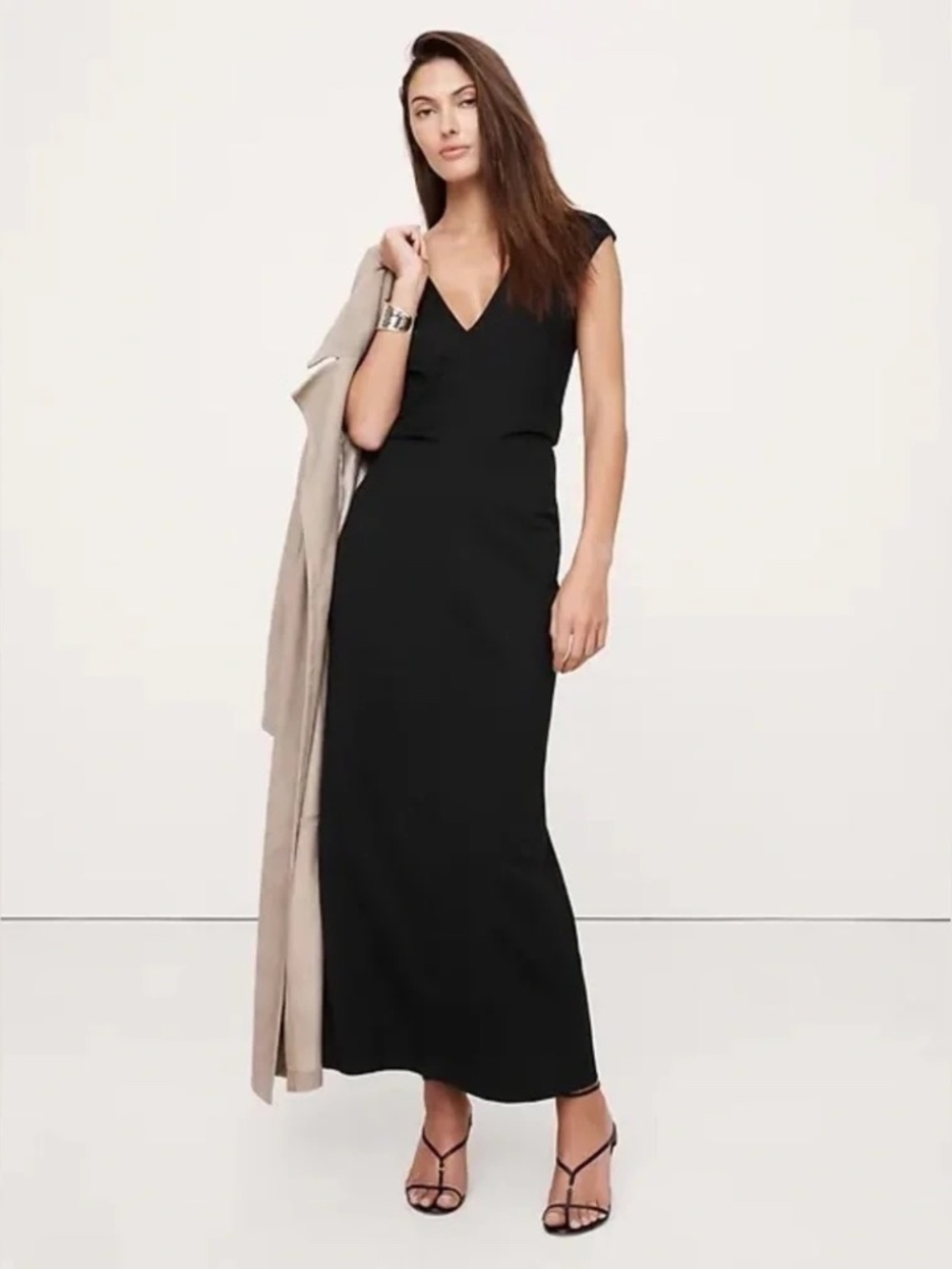 Banana Republic Lightweight Ponte Bias-Cut Maxi Dress // Black